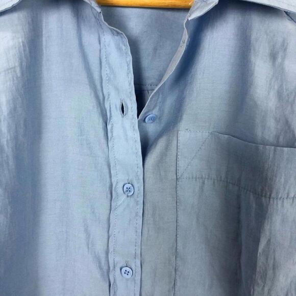 COPY - Zara Flowy  Shoulder Pad Shirt - Sky Blue - XS - Picture 7 of 7